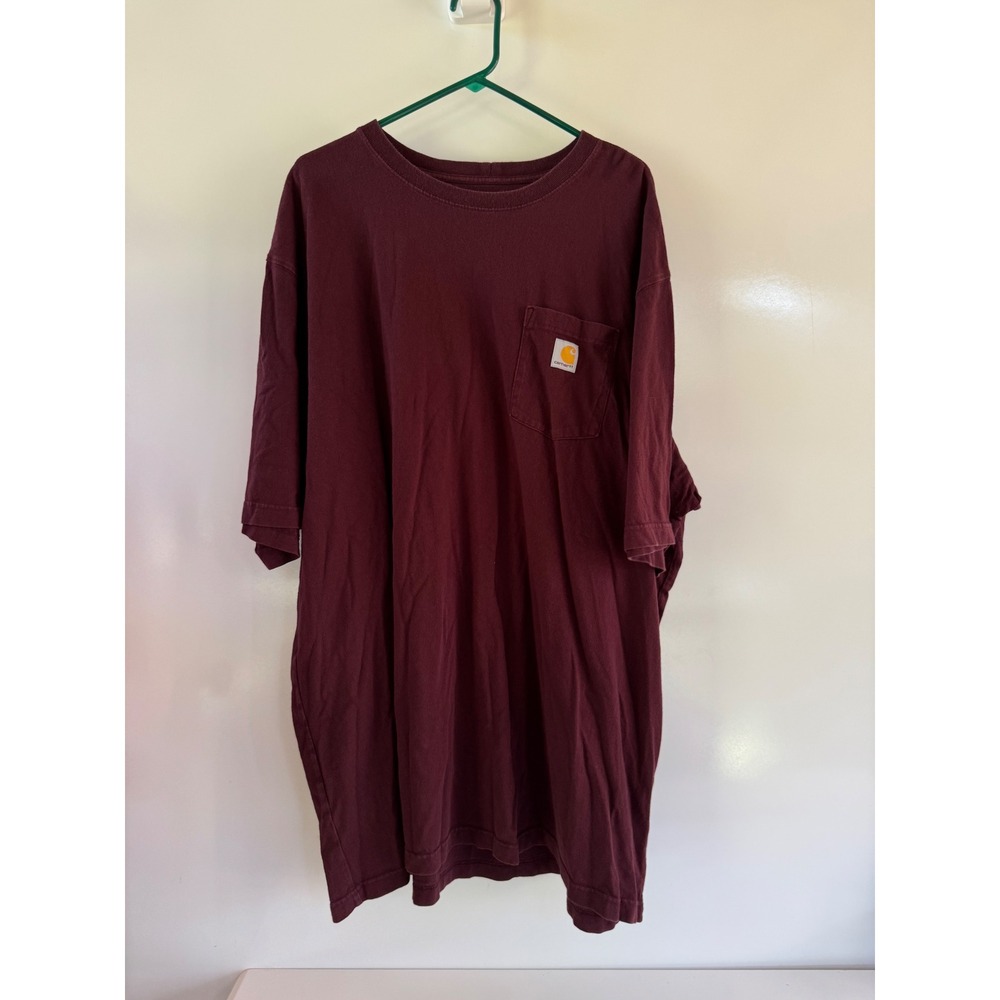 Carhartt K87 Mens 3XL Tall Loose Fit Pocket T-Shirt Burgundy Maroon Cotton Tee